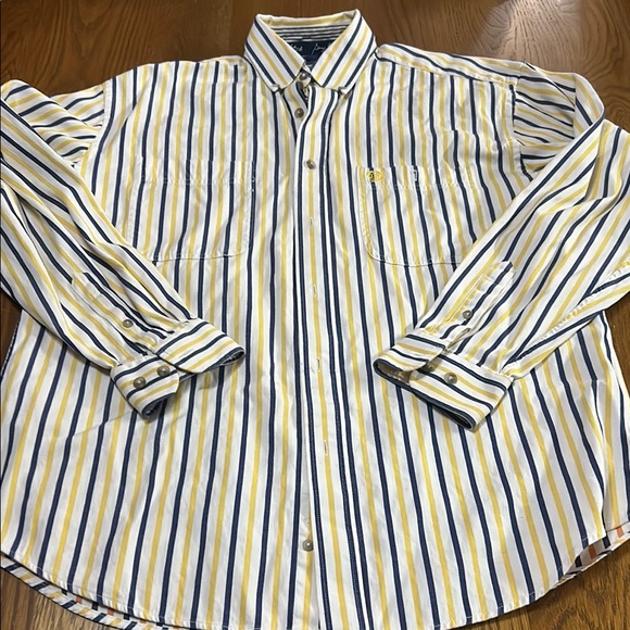 Wrangler George Strait Mens Button M Shirt Cowboy Western 0441 Yellow Blue White - Picture 1 of 8